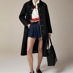 J. Crew Women’s Long Barn Jacket in Waxed Cotton Twill - Black size small